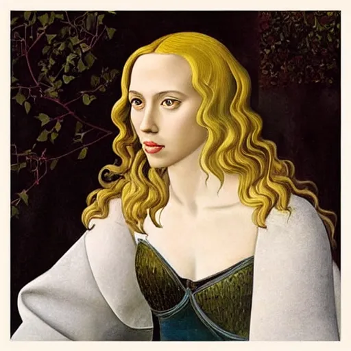 Image similar to “Scarlett Johansson portrait, Sandro Botticelli”