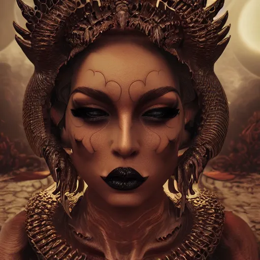 Image similar to the demon queen, 4 k, intricate detailed, jaw dropping, gorgeous, surreal, octane render