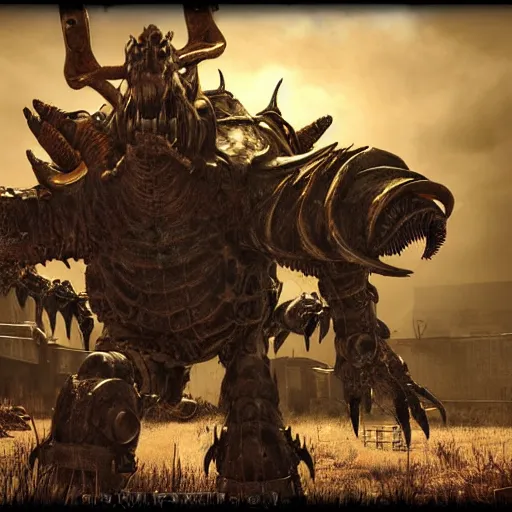 Image similar to armored deathclaw from fallout 4 by artgem
