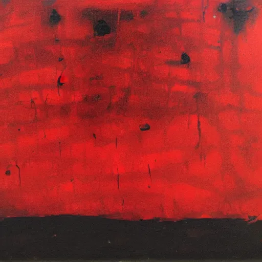 Prompt: depressionist oil painting, harsh reds and black, the concepts of despair and loneliness, cdx