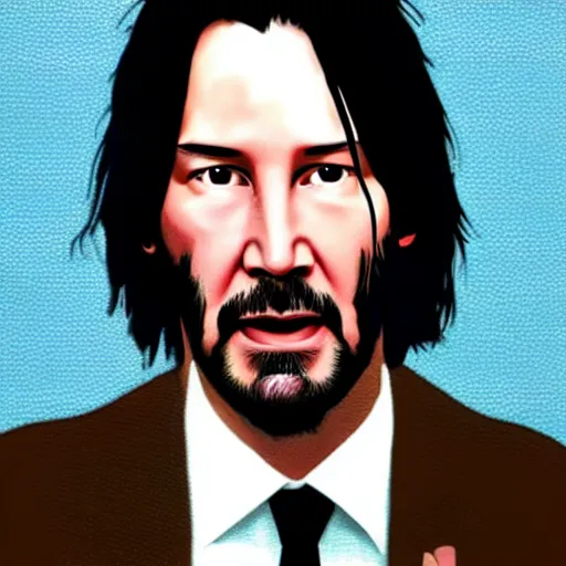 Image similar to Keanu Reeves in the style of Chuck Close