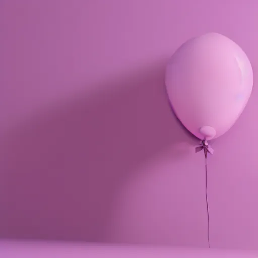 Image similar to 3D render of a pink balloon dog in a violet room