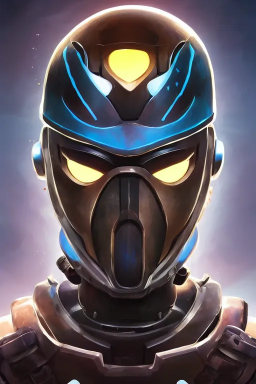 Image similar to epic mask helmet robot ninja portrait stylized as fornite style game design fanart by concept artist gervasio canda, behance hd by jesper ejsing, by rhads, makoto shinkai and lois van baarle, ilya kuvshinov, rossdraws global illumination radiating a glowing aura global illumination ray tracing hdr render in unreal engine 5