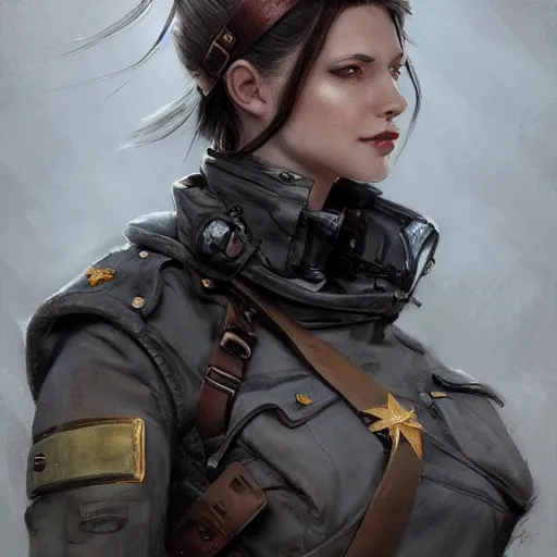 Image similar to portrait of a communist greta, epic, tragic, military art, fantasy, dieselpunk, hd shot, digital portrait, beautiful, artstation, comic style, by artgerm, guy denning, jakub rozalski, magali villeneuve and charlie bowater