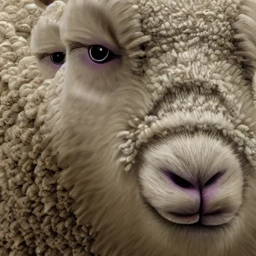 Image similar to Infinity recursion sheep , hyperrealism, no blur, 4k resolution, ultra detailed-i