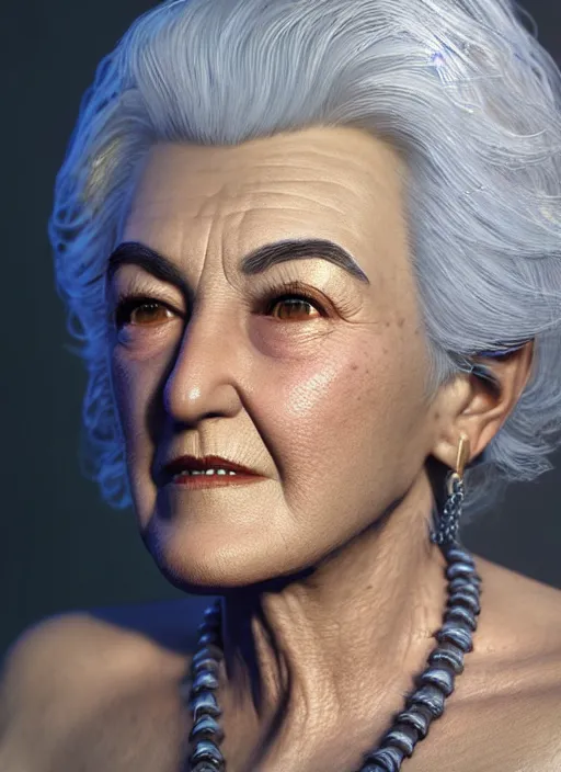 Image similar to highly detailed portrait of bea arthur, unreal engine, fantasy art by simon bisley, global illumination, radiant light, detailed and intricate environment