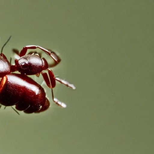 Prompt: an ant eating a seed, microscopic lense view