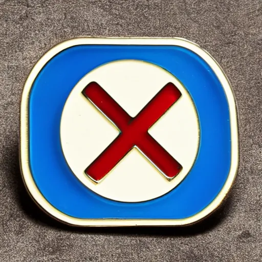 Image similar to a photo of a retro 5 0 s minimalistic clean fire warning enamel pin, studio lighting, behance