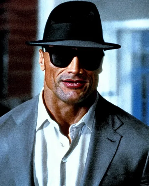 Image similar to film still close up shot of dwayne johnson in the movie the blues brothers. photographic, photography