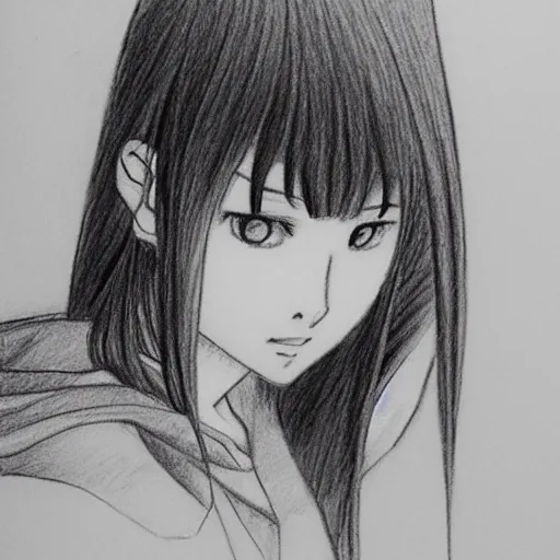 Image similar to a lonely girl by takehiko inoue. pencil sketch.