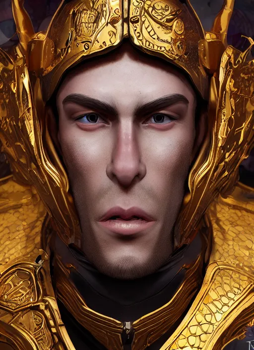 Prompt: gold paladin, james jean style, claymation style, perfect face, fantasy protrait, 8 k realistic, hyper detailed