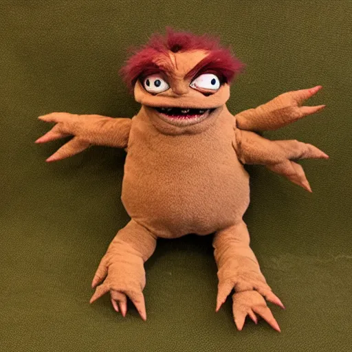 Prompt: the creature from the movie critters as a plush doll