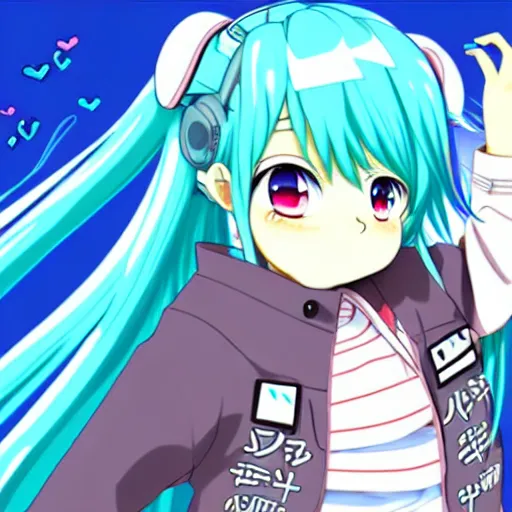 Image similar to hatsune miku pregnant with triplets at 4 0 weeks, baby movings in belly, anime art, trending on pixiv