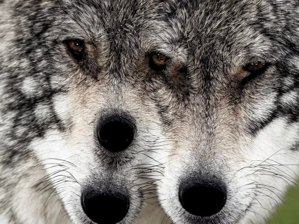 Prompt: ultra detailed photo, extreme close up of wolf face, telephoto lens