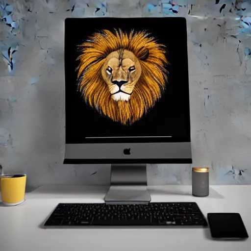 Prompt: Lion at computer, trading stocks, candle stick chart on screen, digital art, realistic, trending on artstation