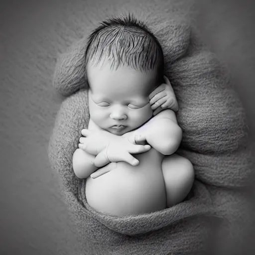 Image similar to a hyper - muscular newborn baby, highly detailed photography