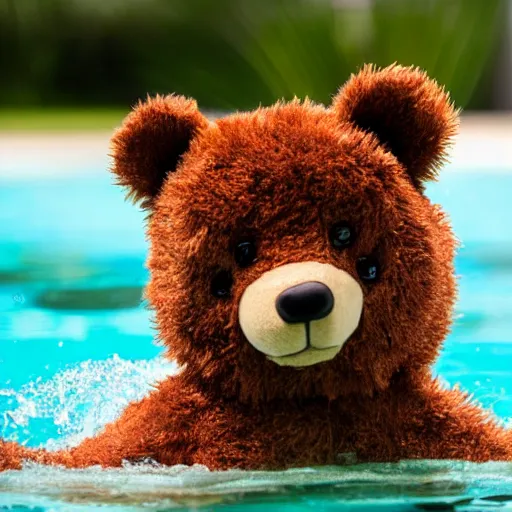 Image similar to photo of a teddy bear swimming in a pool