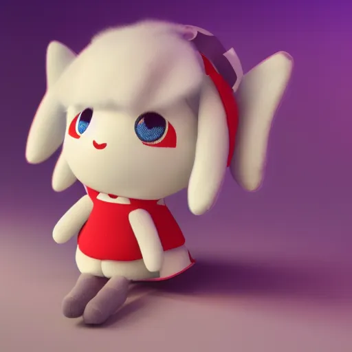 Image similar to cute fumo plush of a girl with antennae that pick up radio waves, lens flare, vray