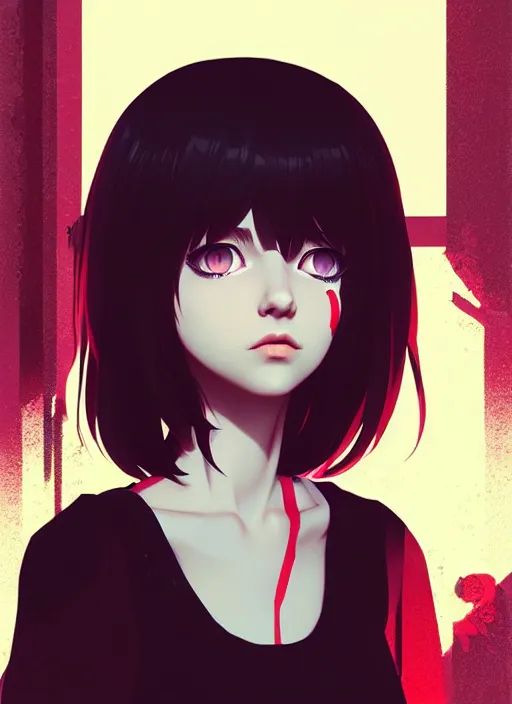 Prompt: a portrait of a pretty sewer punk young lady by ilya kuvshinov