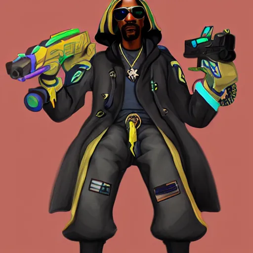 Prompt: snoop dogg overwatch hero concept character, trending on artstation