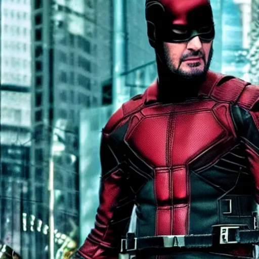 Image similar to Keanu Reeves as daredevil 4k detailed super realistic