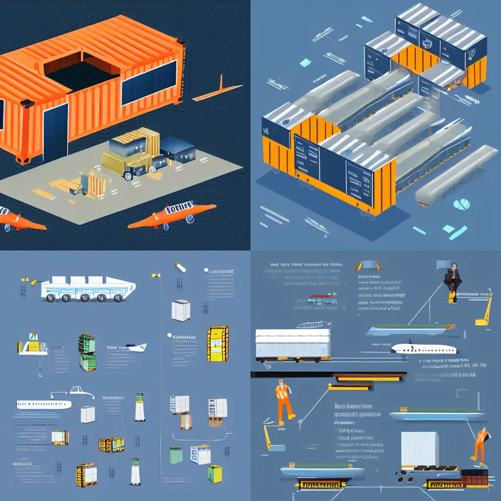 Prompt: a futuristic cargo container delivery system, illustration, infographic, vector, microvone