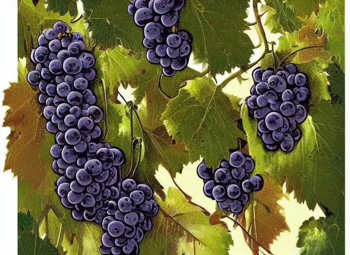 Prompt: vector graphic, linocut grapes by greg rutkowski and thomas kinkade, fine details, highly detailed