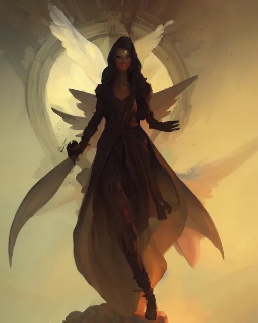 Prompt: character portrait of an angel of shadow, by Peter Mohrbacher, Mark Brooks, Jim Burns, Marina Abramović, Wadim Kashin, Greg Rutkowski, trending on Artstation