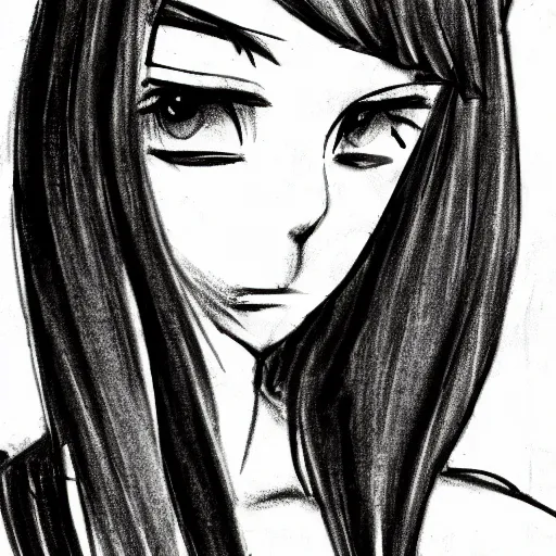 Prompt: sketch of manga girl in dramatic pose