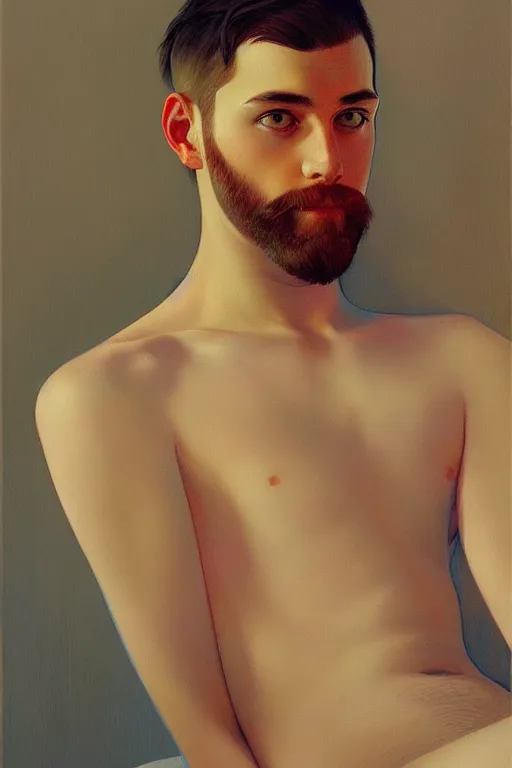 Image similar to attractive male, painting by ilya kuvshinov, carl larsson