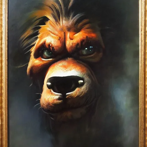 Image similar to ultra realistic portrait painting of goofy, art by frank frazetta, 4 k, ultra realistic, highly detailed, epic lighting