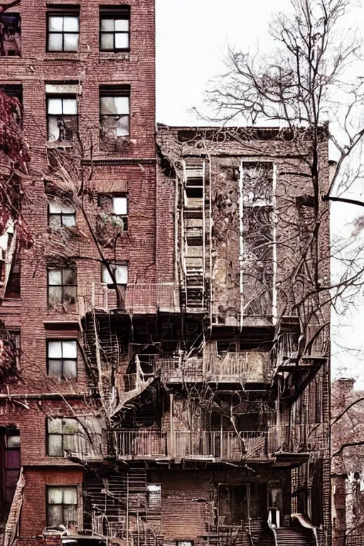 Image similar to (((((a ramshackle manhattan brick brownstone deep in the forest))))) by Hethe Srodawa!!!!!!!!!!!!!!!!!!!!!!!!!!!