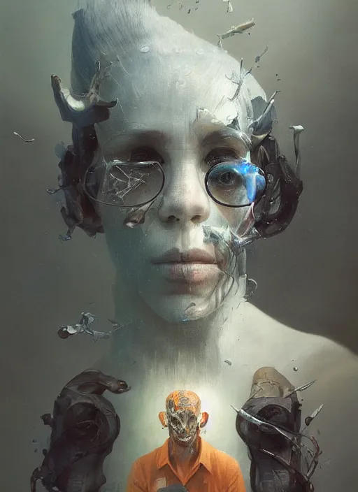 Prompt: the truly amazing part about this is that it increasingly appears our cortical evolution reflects this emergent tension, photorealistic portrait by michael komarck, greg rutkowski, victo ngai, artgerm, willem claesz heda and j. dickenson