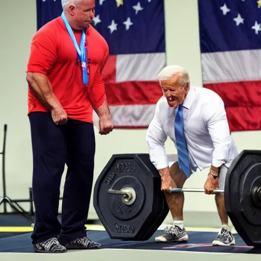 Image similar to muscular Biden Deadlifting