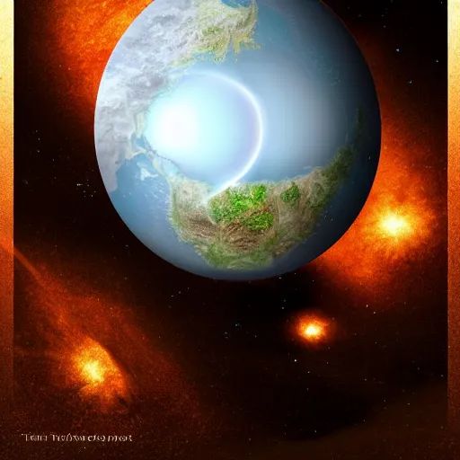 Image similar to the planet earth is in a galactic sized egg. the egg is cracked open and earth falls out. digital art, dramatic lighting, comedy, science fiction, concept art, epic fantasy, surreal.