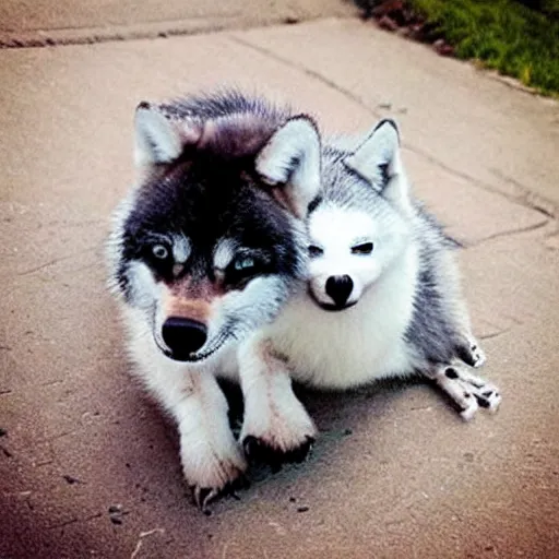 Image similar to The worlds cutest!!! wolf and cutest!!! penguin