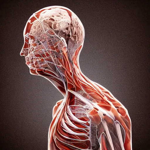 Image similar to an evolved human with new organs to thrive in the future ( body horror ), award winning digital art by philip hood