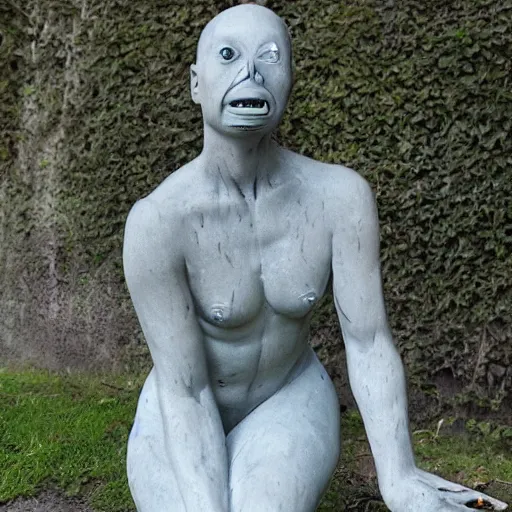 Prompt: photo of a creepy statue by Izumi Kato