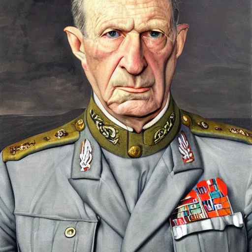 Image similar to high quality high detail painting by lucian freud, hd, portrait of military general