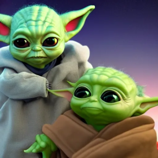 Prompt: Baby Yoda and Rick Sanchez together digital art 4k detailed super realistic