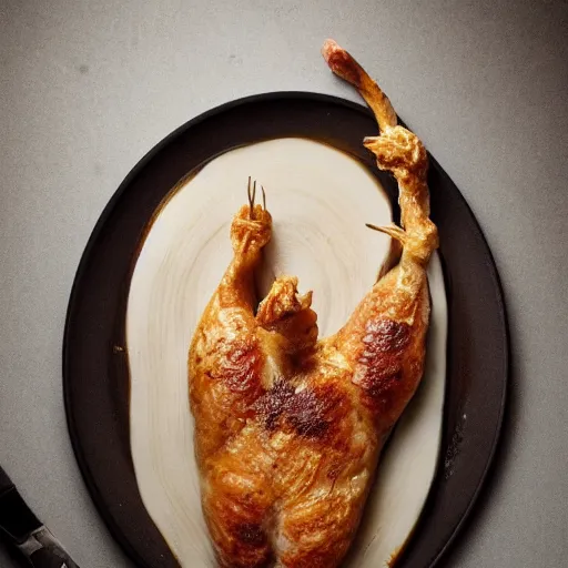 Prompt: anonymous as a cooked chicken on a platter, award winning creature food photography, extremely detailed, artstation, 8 k, sensual lighting, incredible art, wlop, artgerm