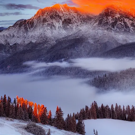 Image similar to beautiful mountains, sunset, snowy