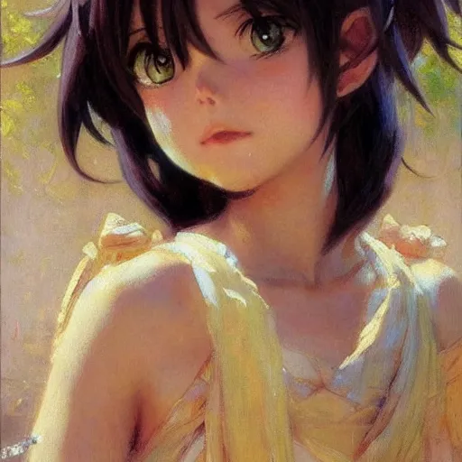 Image similar to cute anime girl portraits, chibi art, anime, painting by gaston bussiere, craig mullins, j. c. leyendecker