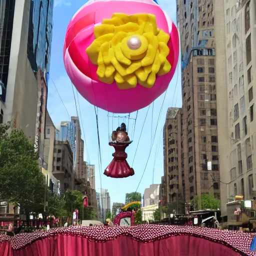 Image similar to photo of a Macy's balloon shaped like a matzah, parade photography