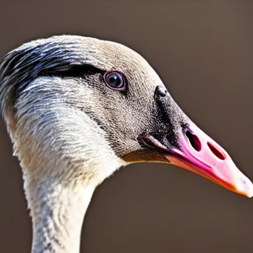 Image similar to A goose animal with thick jawline, golden ratio