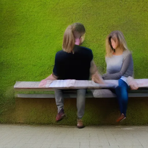 Image similar to a couple sitting on a park bench