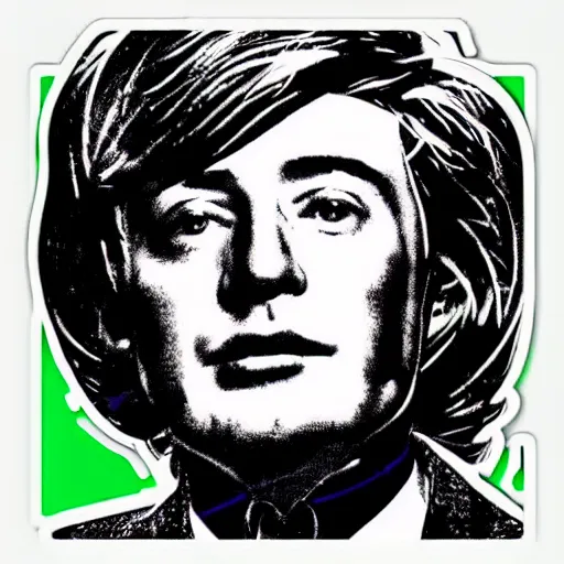 Image similar to zelenskiy, president. face like in his photographs. intricate sticker design by andy warhol