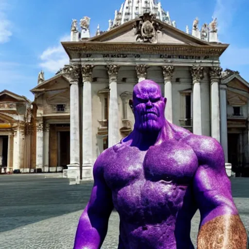 Image similar to a vacation photo of thanos visiting the vatican