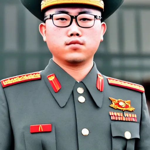 Prompt: professional photograph of asian andy wearing a north korean military uniform, 8 k, very intricate, very detailed,