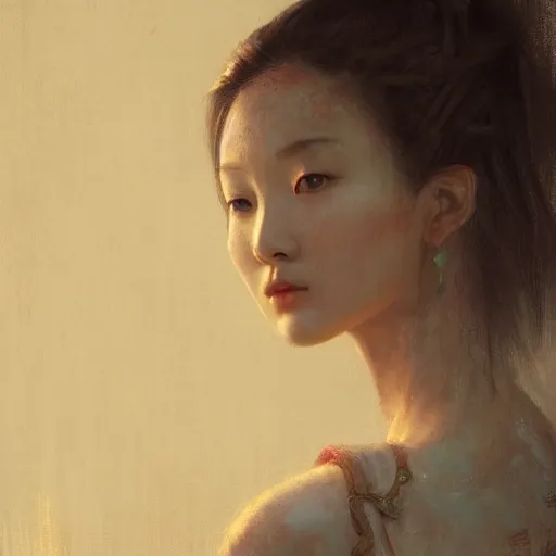 Image similar to A portrait of a Chinese beauty, ancient art, art by greg rutkowski, matte painting, trending on art station